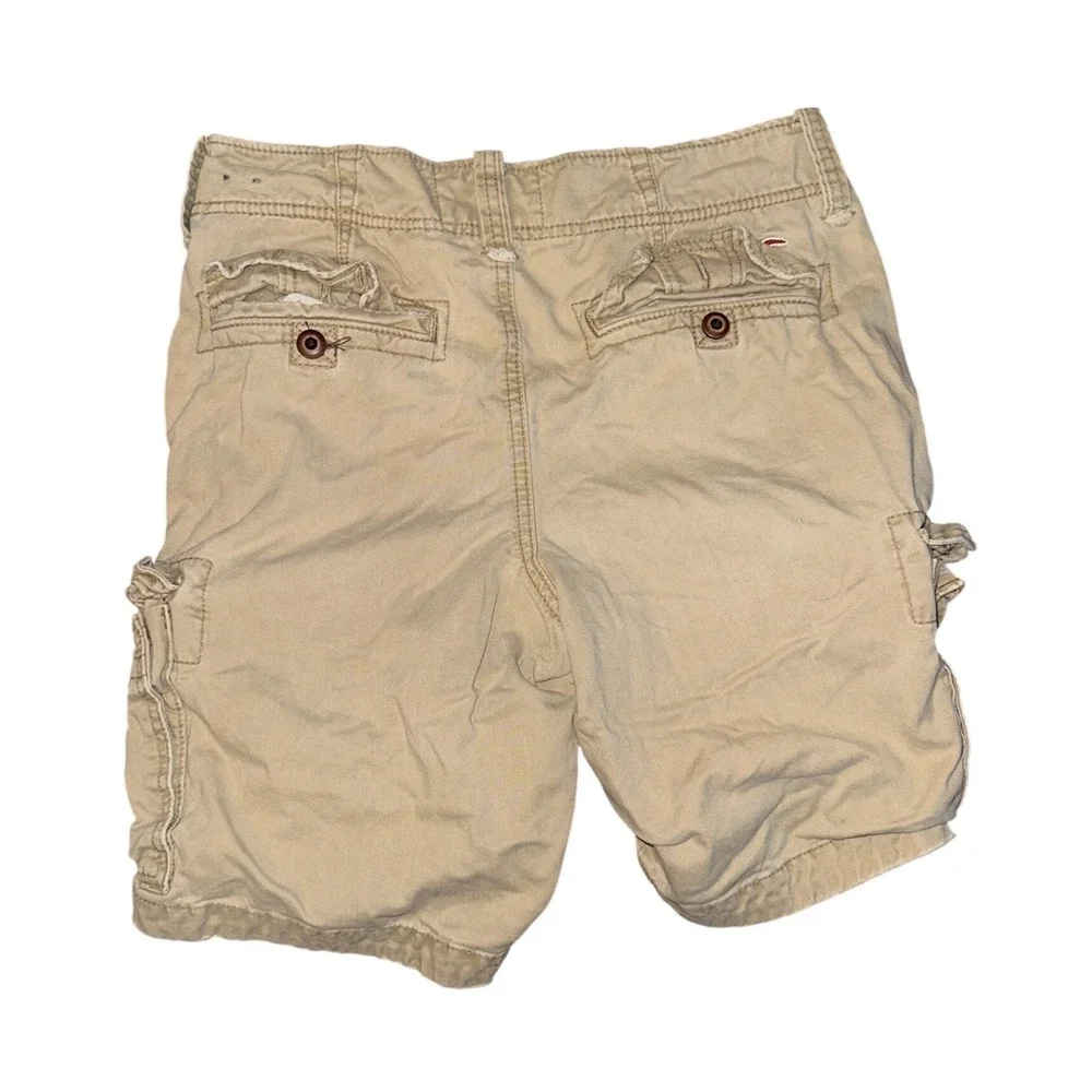 Hollister Mens Cargo Shorts Khaki Tan Cotton Utility Pockets Size 30